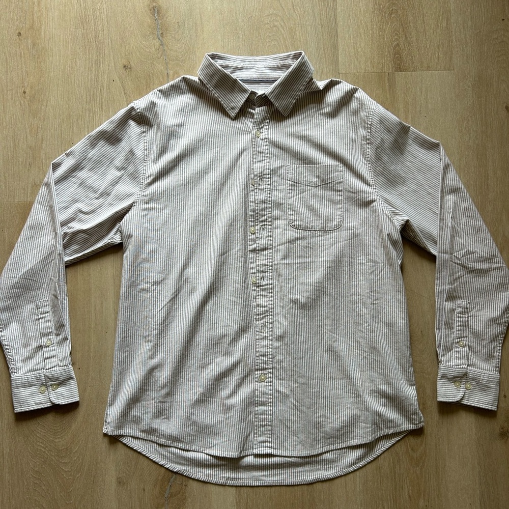 Men's Striped Button-Down Shirt - Gray